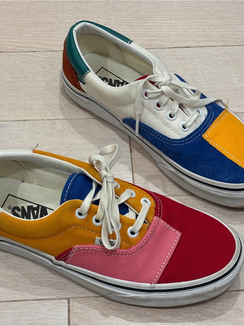 Vans Colorblock Low Top Sneakers in Red, Pink, Yellow, Blue, Green, Orange
